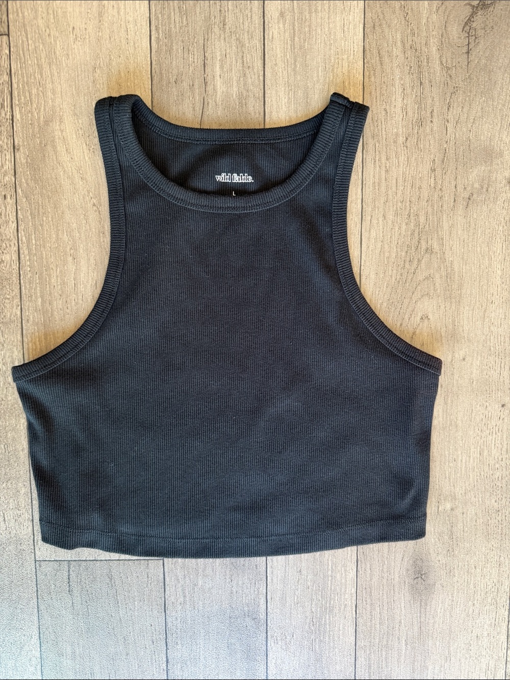 Wild Fable Black Ribbed Cropped Tank Top